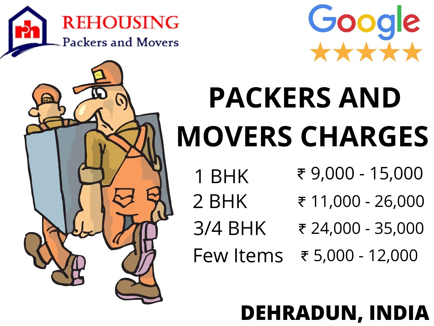 Movers and Packers Charges from Dehradun